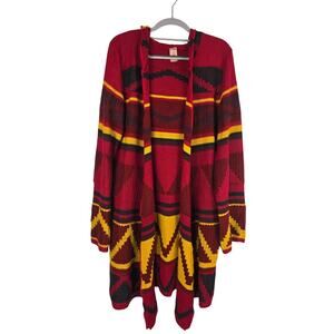 Twisted Angels Red Black Yellow Aztec Winter Cardigan Women's XL